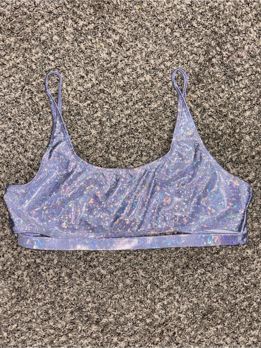 iHeartRaves Lavender Holographic Underboob Cutout Crop Top 2X
